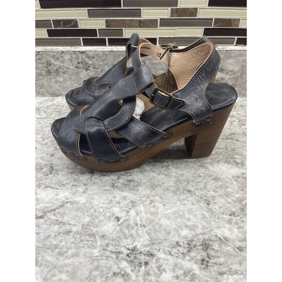 Bed Stu Black Caitlin Sandals Rustic Leather Strappy Heels Distressed Women's 10 - Picture 5 of 11
